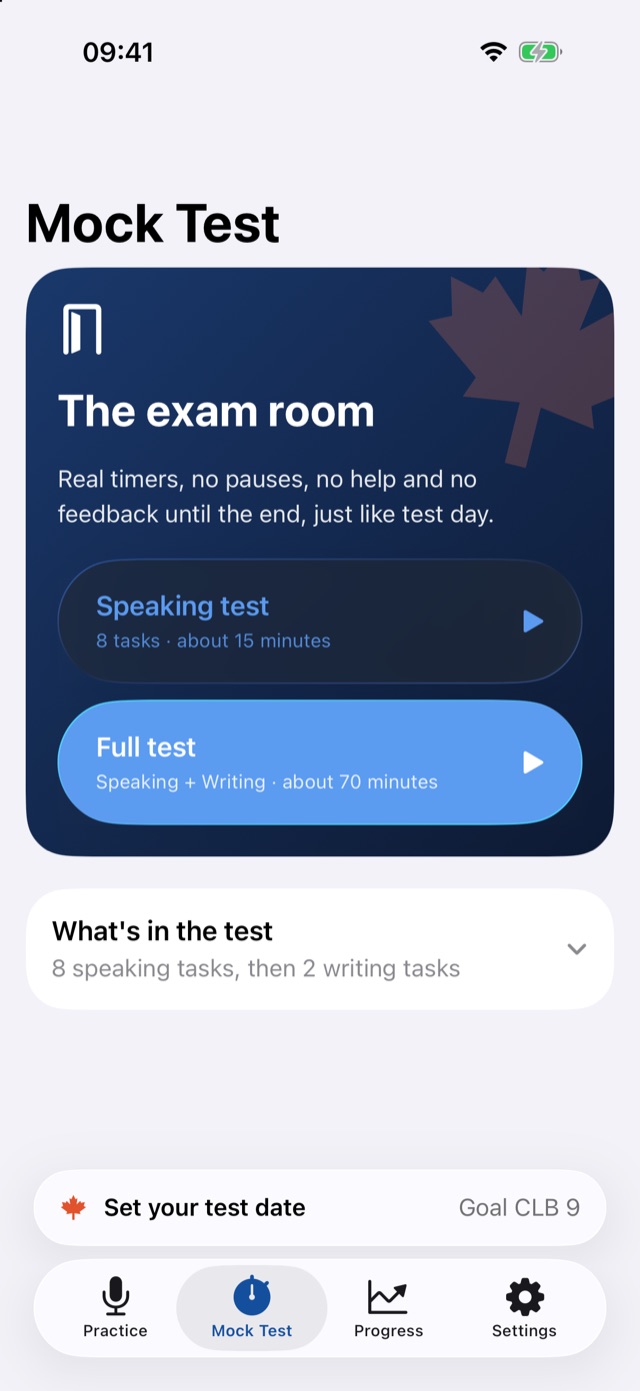 Mock test screen